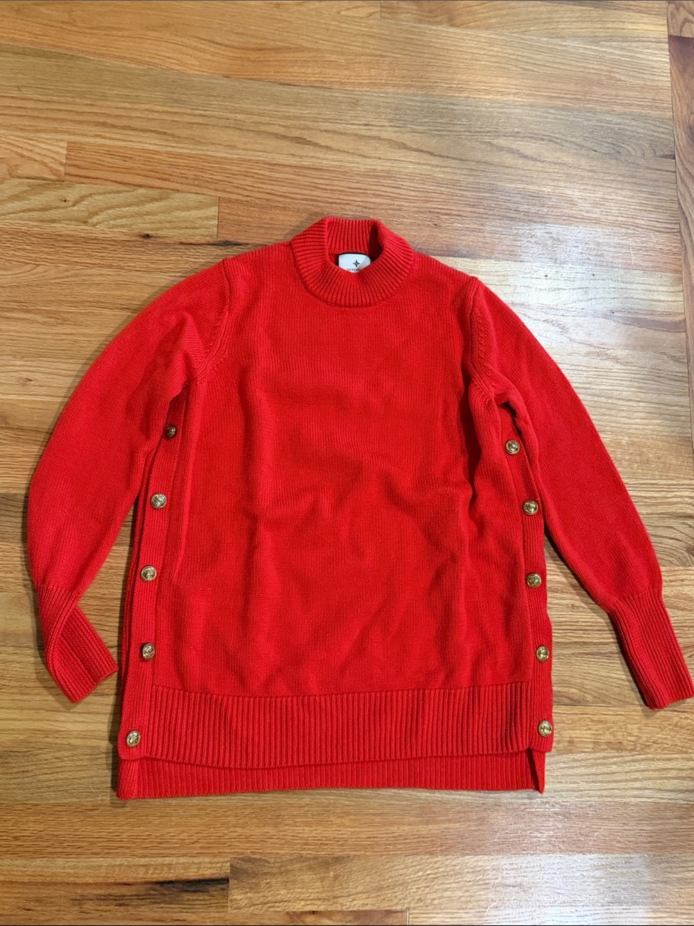 Tuckernuck Red Button-Detail Crewneck Sweater